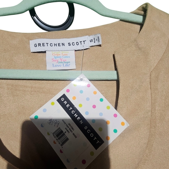 Gretchen Scott Designs NWT Beige Suede Dress Size Small - Picture 3 of 3